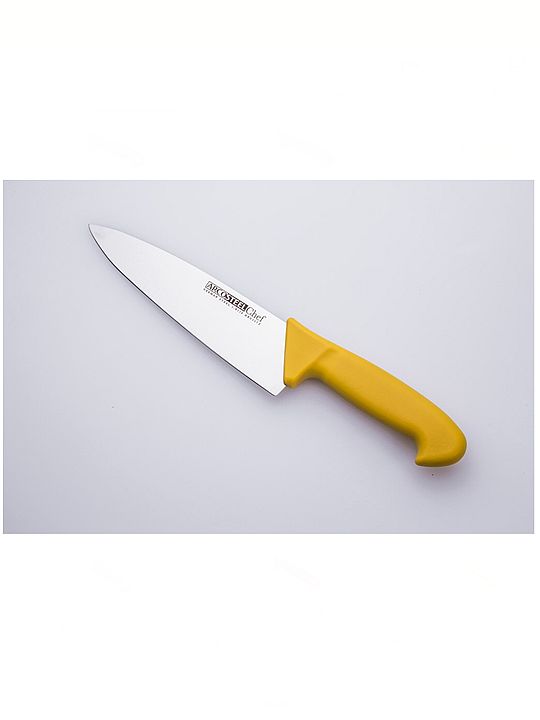 סכין שף 20 סמ חלקה ידית פלסטיק צהובה ארקוסטיל