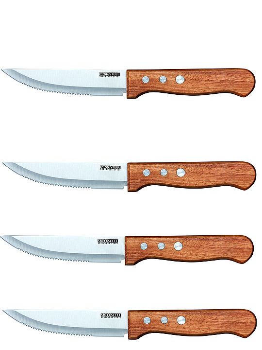 סט 4 סכינים לסטייק ידית עץ עבה - ארקוסטיל