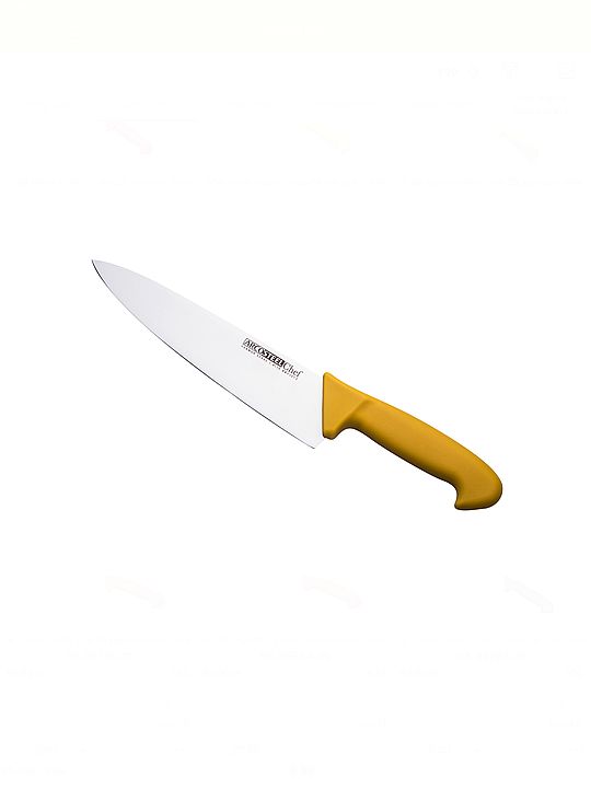 סכין שף 25 סמ חלקה ארוכה ידית פלסטיק צהובה ארקוסטיל