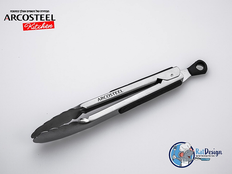 מלקחיים קפיץ נירוסטה עם ידיות שחורות 23 סמ rv collection ארקוסטיל