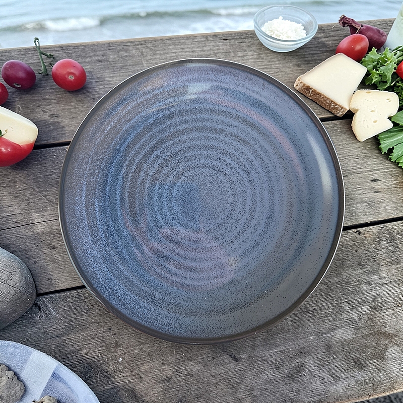 צלחת מלמין {פלסטיק מאושר מזון}  כחולה 20 סמ