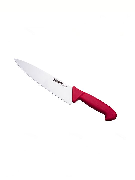 סכין שף 25 סמ חלקה ידית פלסטיק אדומה