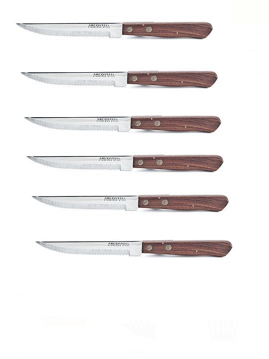 סט 6 סכיני סטייק ידית עץ ארז ארקוסטיל