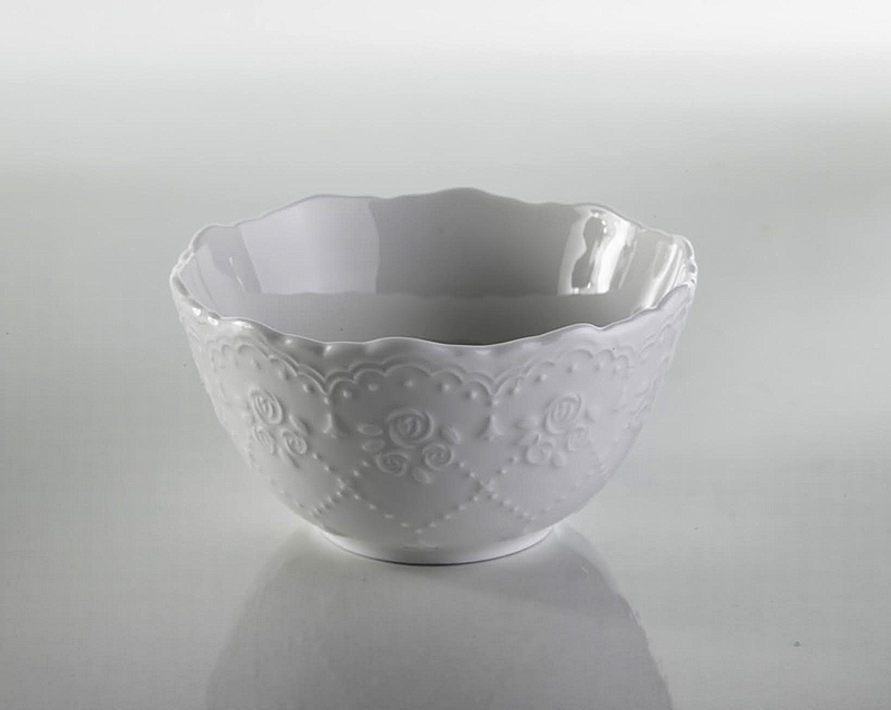 סט 4 קערות פורצלן לבן תחרה מעוטר 13 סמ - ארקוסטיל