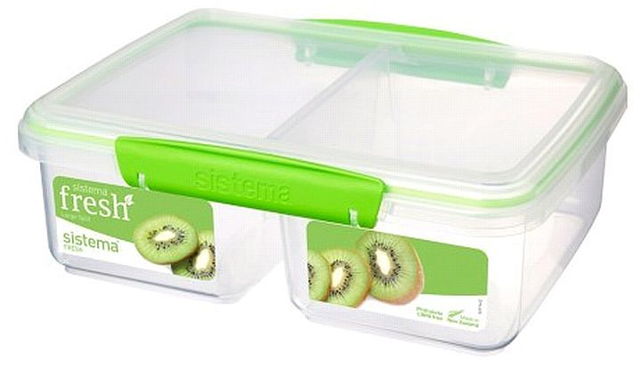קופסת אוכל פלסטיק אחסון מחולקת 2 ליטר SISTEMA- Arcosteel