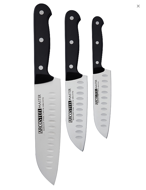 סט 3 סכיני שף ומטבח מסדרת מאסטר ארקוסטיל