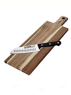 סט לוח חיתוך מעץ וסכין שף 17 סמ סנטוקו - ארקוסטיל