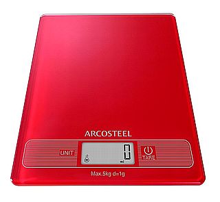 משקל מטבח דיגיטלי בצבע אדום ארקוסטיל כולל מתנה