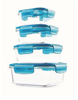 סט 4 קופסאות זכוכית למטבח עם מכסים ARCOSTEEL