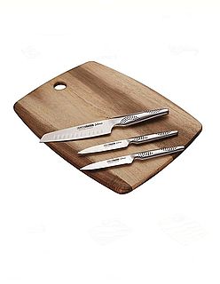 סט לוח חיתוך + סכיני מטבח שף סנטוקו Arcosteel