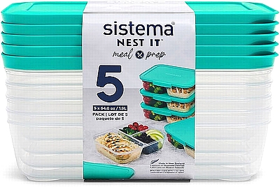 סט 5 קופסאות מחולקות פלסטיק בריא  Nest It Sistema - ארקוסטיל