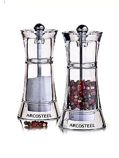 זוג מטחנות מלח פלפל 11ס"מ איכותי אקריליק ARCOSTEEL