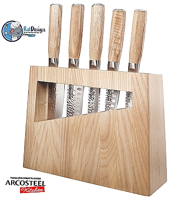 סט סכינים 6 חלקים טום אביב בלונדי עם מעמד - Arcosteel - משלוח חינם