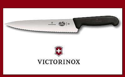 סכין שף חזקה ואיכותית להב משונן ידית Fibrox שווצרי ויקטורינוקס 19 סמ