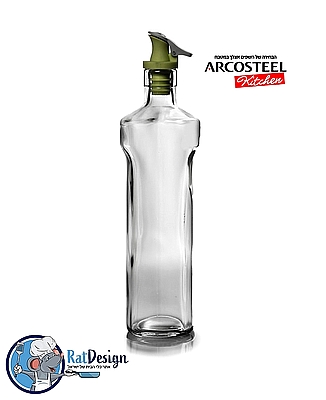בקבוק זכוכית לשמן וחומץ 500 מ"ל פייה מזיגה סיליקון - ארקוסטיל