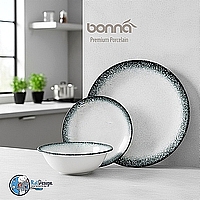 סט צלחות גורמה 18 חלקים BONNA קאליס לבן עם פס שחור - ארקוסטיל