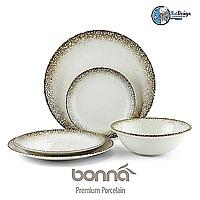 סט צלחות גורמה 18 חלקים BONNA קאליס לבן עם פס שחור - ארקוסטיל