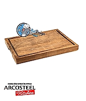 בוצ&amp;#39;ר קרש גדול עץ שיטה לחיתוך והגשה + 3 קעריות נירוסטה Arcosteel