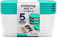 סט 5 קופסאות פלסטיק בריא אחסון Nest It מבית Sistema - ארקוסטיל