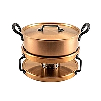 סיר נחושת 3 שכבות 26 סמ כולל מעמד נירוסטה שפינג דיש - ארקוסטיל